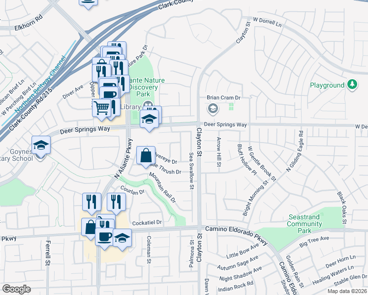 map of restaurants, bars, coffee shops, grocery stores, and more near 6705 Sand Swallow Street in North Las Vegas