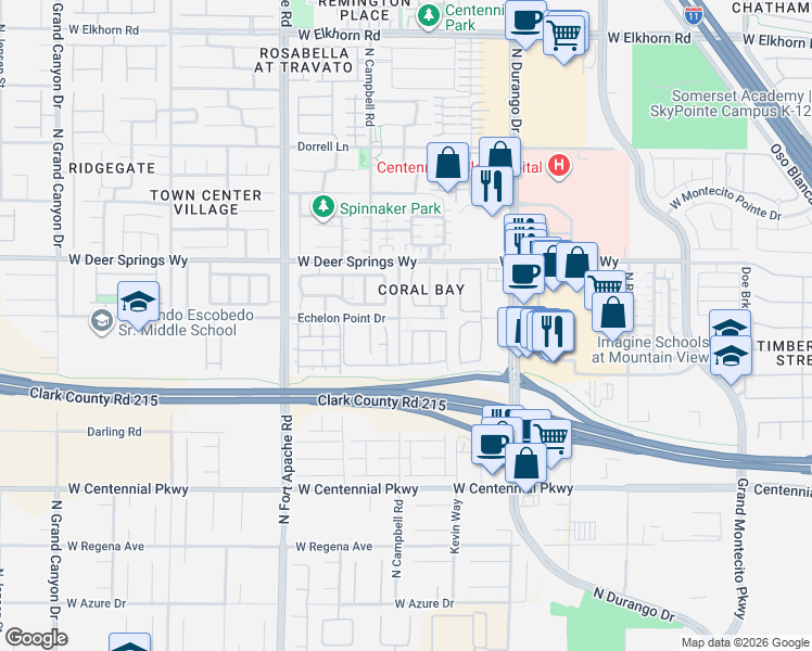 map of restaurants, bars, coffee shops, grocery stores, and more near 6645 Rocky Reef Street in Las Vegas