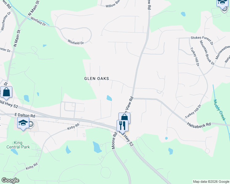map of restaurants, bars, coffee shops, grocery stores, and more near 116 Glenwood Lane in King