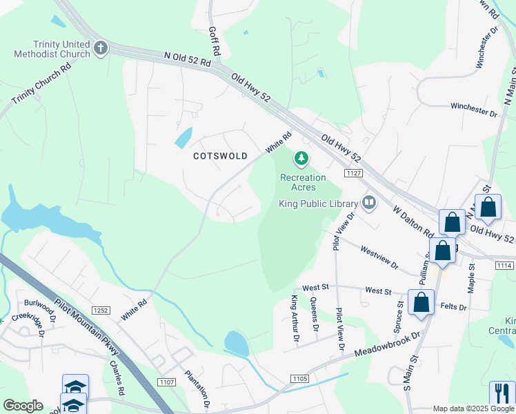 map of restaurants, bars, coffee shops, grocery stores, and more near 118 Timber Creek Court in King