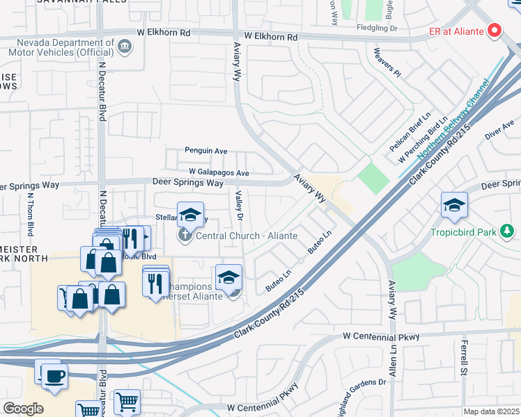 map of restaurants, bars, coffee shops, grocery stores, and more near 6725 Divers Loons Street in North Las Vegas