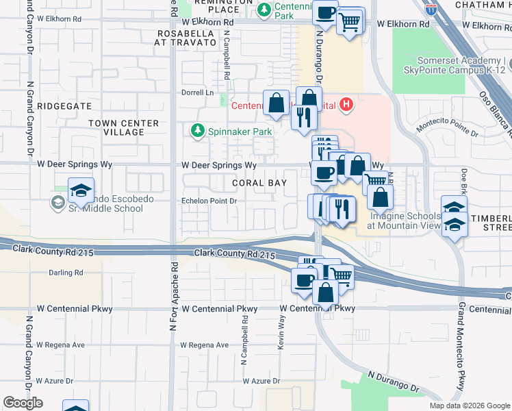 map of restaurants, bars, coffee shops, grocery stores, and more near 6645 Rocky Reef Street in Las Vegas