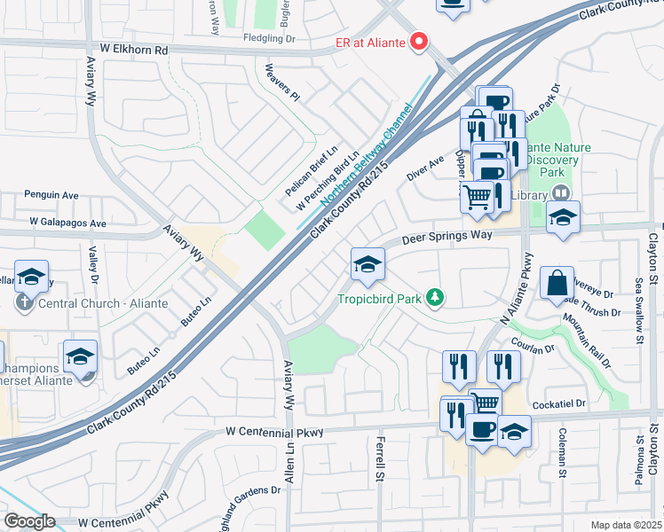 map of restaurants, bars, coffee shops, grocery stores, and more near 3405 President Pride Place in North Las Vegas
