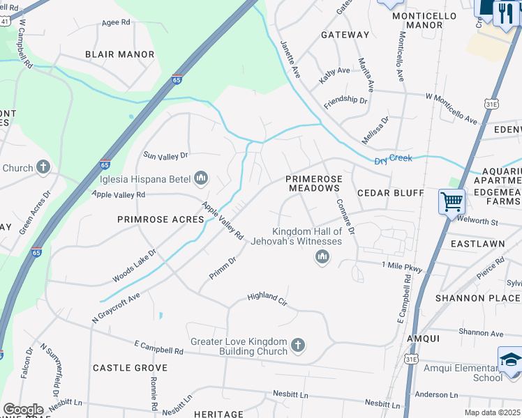 map of restaurants, bars, coffee shops, grocery stores, and more near 114 Nelson Court West in Nashville