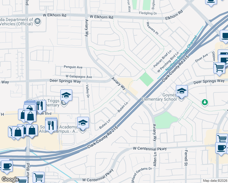 map of restaurants, bars, coffee shops, grocery stores, and more near 4037 Gliding Gulls Avenue in North Las Vegas