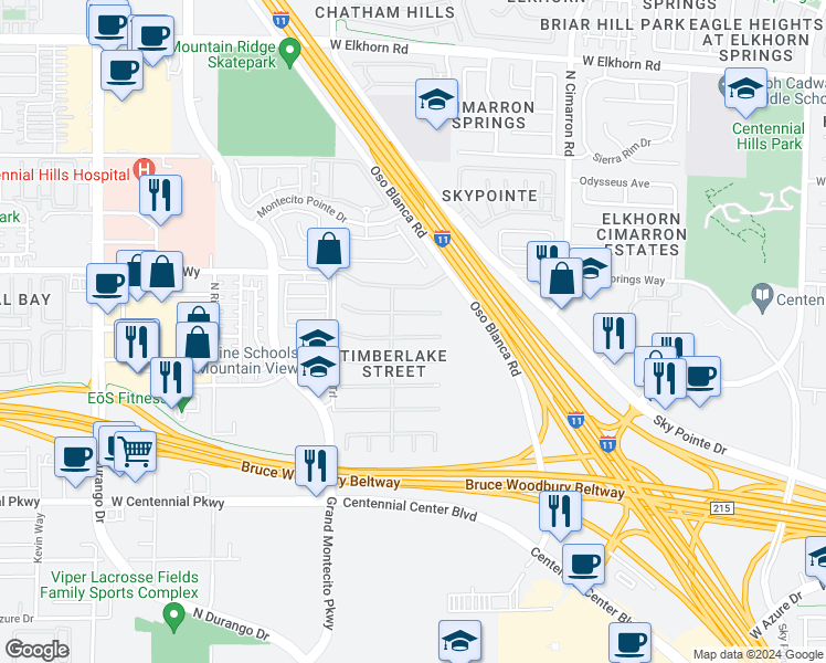 map of restaurants, bars, coffee shops, grocery stores, and more near 8224 Antler Pines Court in Las Vegas