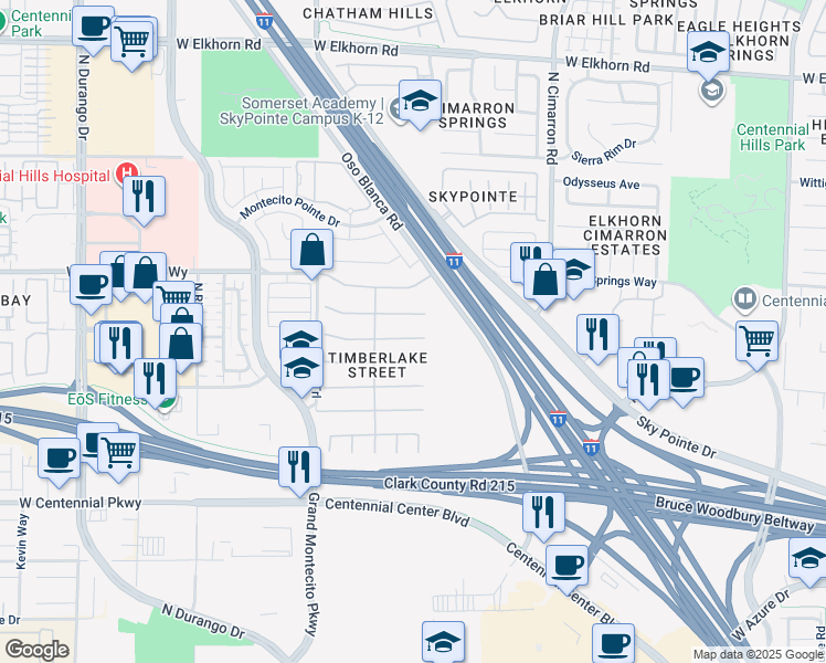 map of restaurants, bars, coffee shops, grocery stores, and more near 8212 Antler Pines Court in Las Vegas