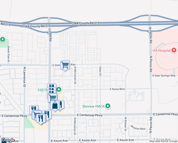 map of restaurants, bars, coffee shops, grocery stores, and more near 6501-6605 North McCarran Street in North Las Vegas