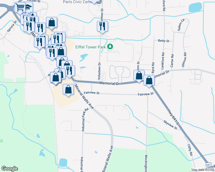 map of restaurants, bars, coffee shops, grocery stores, and more near 221 Fairview Street in Paris