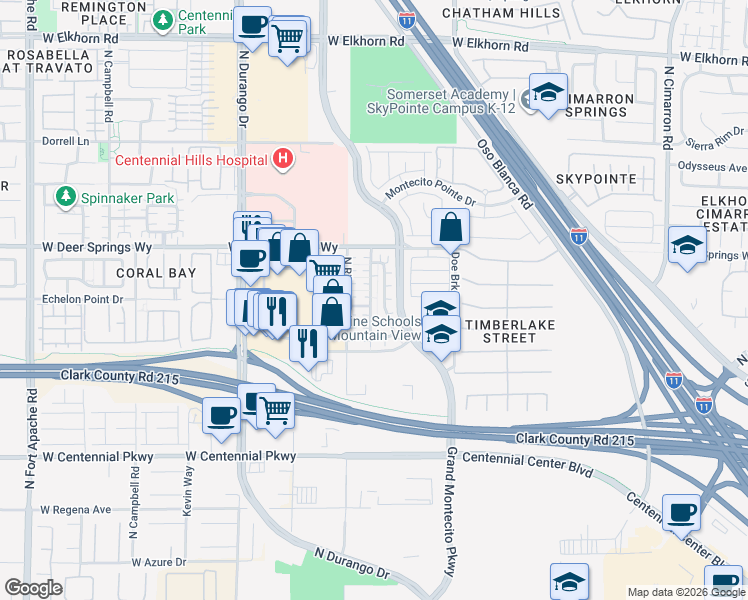 map of restaurants, bars, coffee shops, grocery stores, and more near 6700 Biltmore Garden Street in Las Vegas