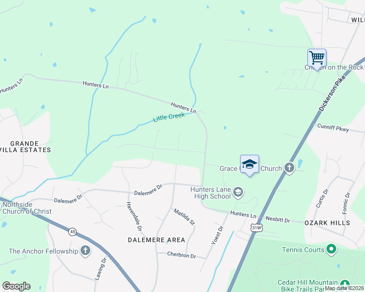 map of restaurants, bars, coffee shops, grocery stores, and more near 4112 Marydale Drive in Nashville