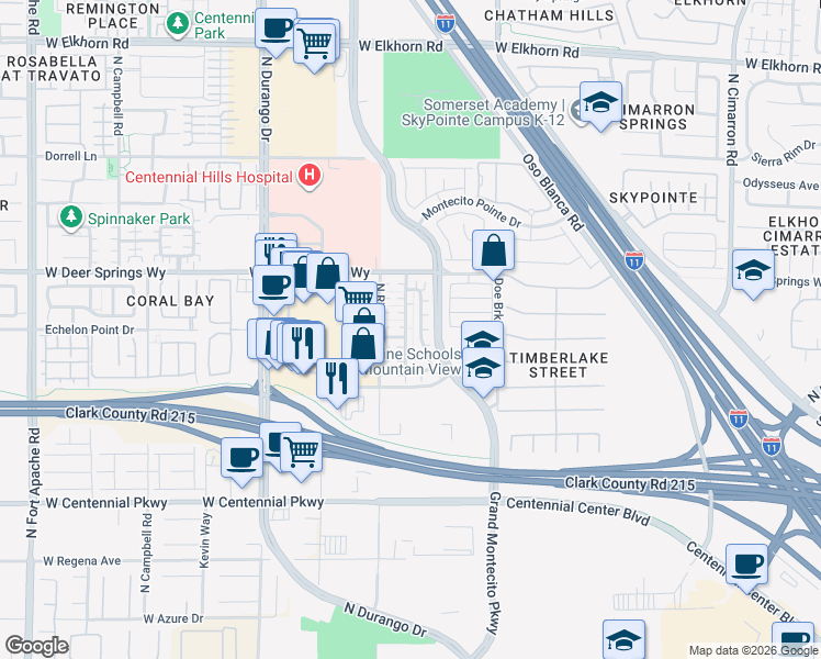 map of restaurants, bars, coffee shops, grocery stores, and more near 6700 Biltmore Garden Street in Las Vegas