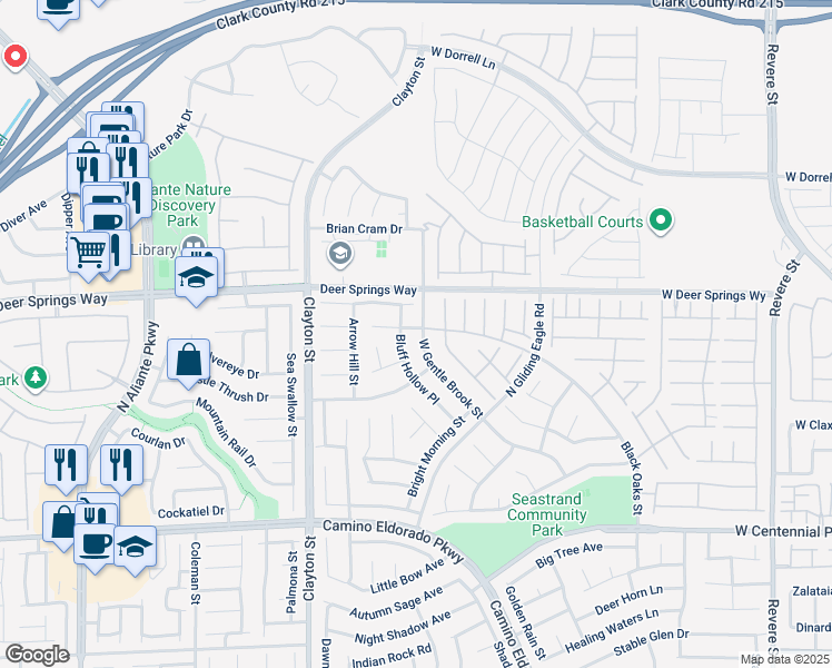 map of restaurants, bars, coffee shops, grocery stores, and more near 1777 West Gentle Brook Street in North Las Vegas