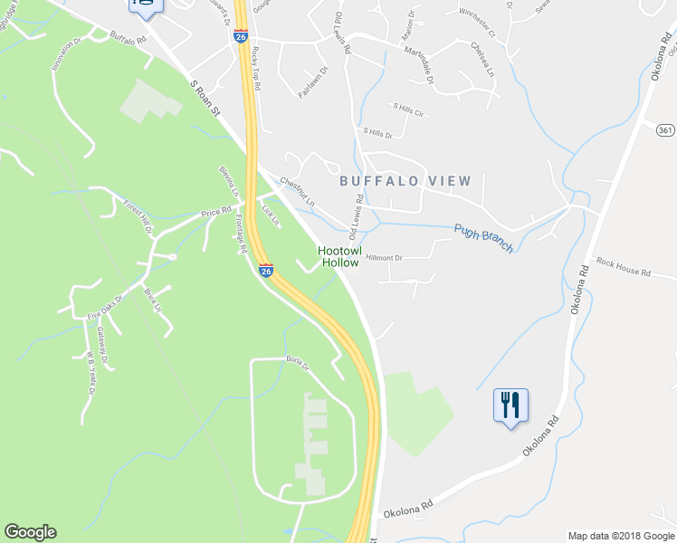 map of restaurants, bars, coffee shops, grocery stores, and more near 3002 S Roan St in Johnson City