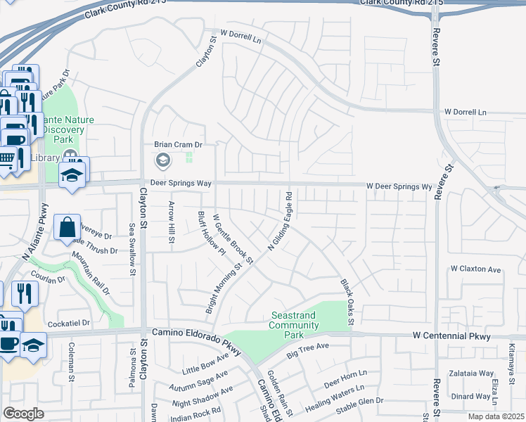 map of restaurants, bars, coffee shops, grocery stores, and more near 6713 Guidestar Street in North Las Vegas