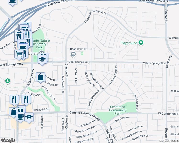 map of restaurants, bars, coffee shops, grocery stores, and more near 1777 West Gentle Brook Street in North Las Vegas