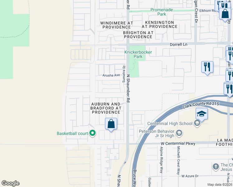 map of restaurants, bars, coffee shops, grocery stores, and more near 10744 Merrimack Avenue in Las Vegas