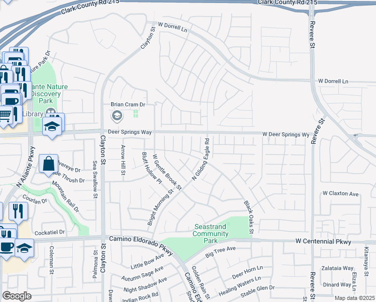 map of restaurants, bars, coffee shops, grocery stores, and more near 6713 Guidestar Street in North Las Vegas
