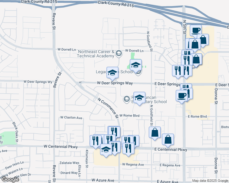 map of restaurants, bars, coffee shops, grocery stores, and more near 312 Harbor Gulf Court in North Las Vegas