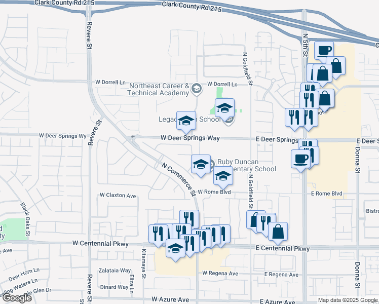 map of restaurants, bars, coffee shops, grocery stores, and more near 312 Harbor Gulf Court in North Las Vegas