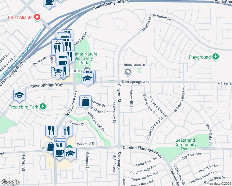 map of restaurants, bars, coffee shops, grocery stores, and more near 6752 Sea Swallow Street in North Las Vegas