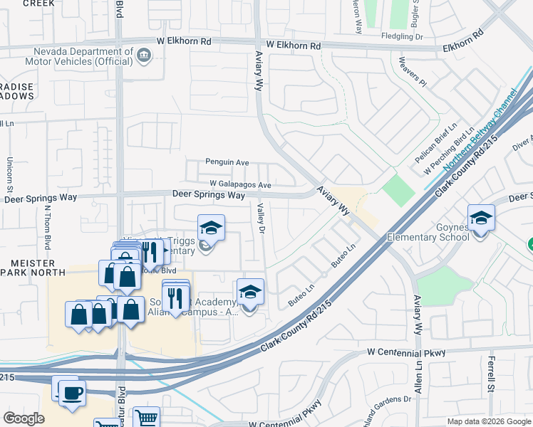 map of restaurants, bars, coffee shops, grocery stores, and more near 6752 Arctic Breeze Street in North Las Vegas
