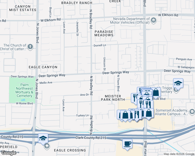 map of restaurants, bars, coffee shops, grocery stores, and more near in Las Vegas