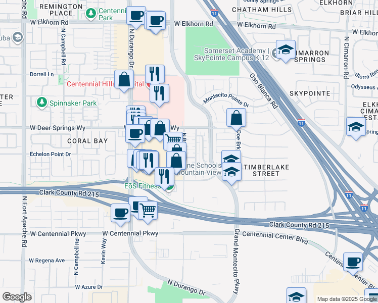map of restaurants, bars, coffee shops, grocery stores, and more near 8564 Vestia Court in Las Vegas