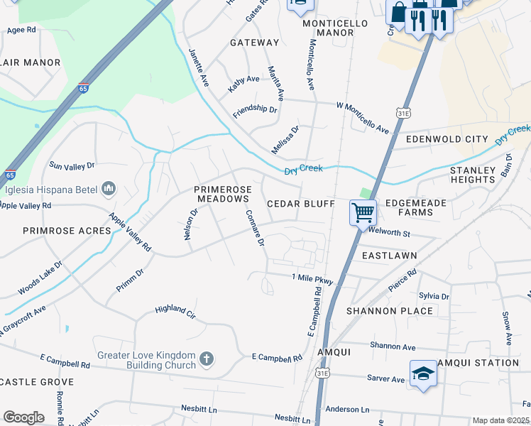 map of restaurants, bars, coffee shops, grocery stores, and more near 227 Macfie Drive in Nashville