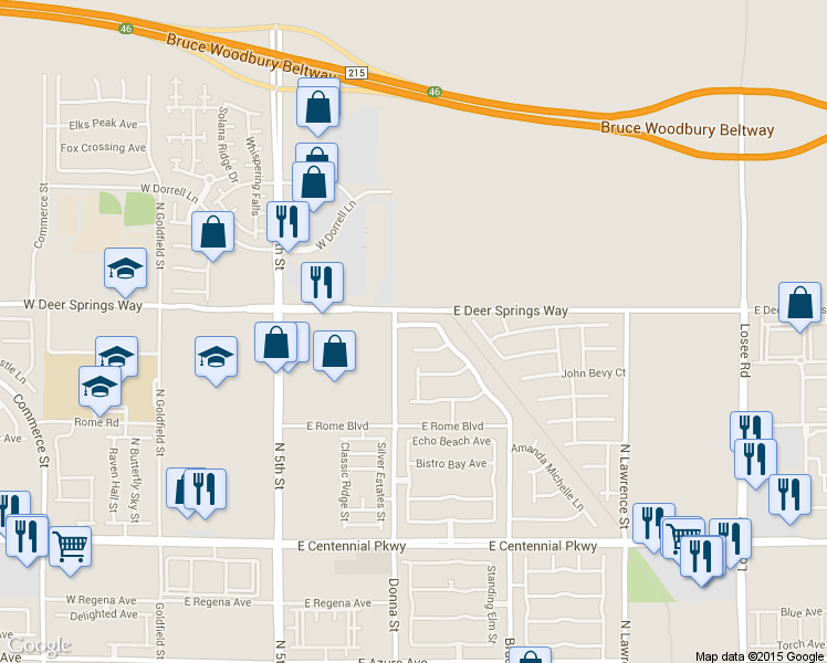map of restaurants, bars, coffee shops, grocery stores, and more near 917 Kevin Baker Ave in North Las Vegas