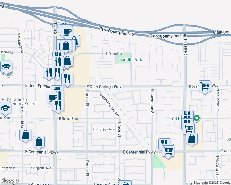 map of restaurants, bars, coffee shops, grocery stores, and more near 1216 Danielle Rebecca Avenue in North Las Vegas