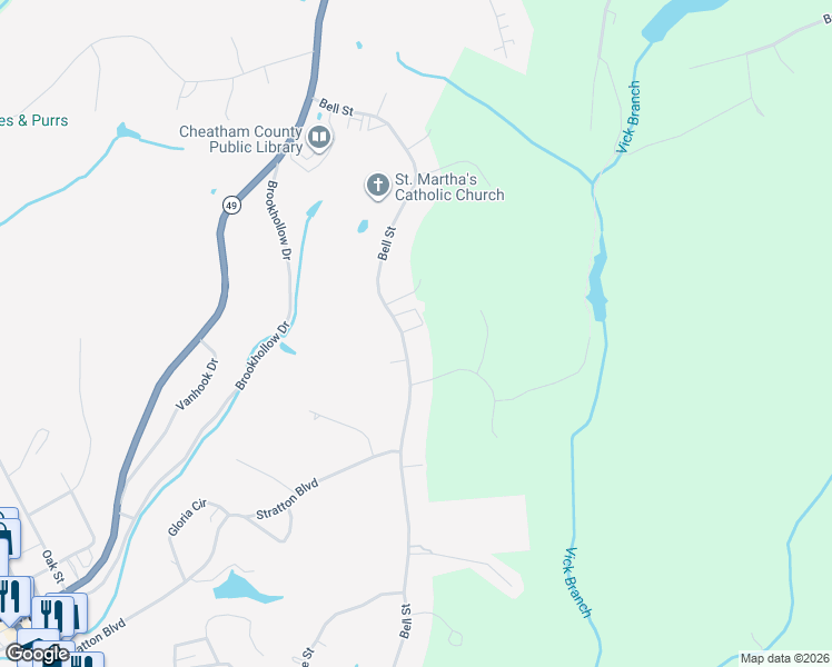map of restaurants, bars, coffee shops, grocery stores, and more near 3212 Bell Street in Ashland City