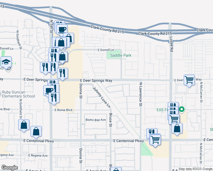 map of restaurants, bars, coffee shops, grocery stores, and more near 1216 Danielle Rebecca Avenue in North Las Vegas