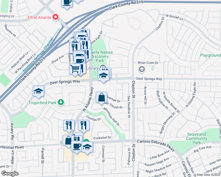 map of restaurants, bars, coffee shops, grocery stores, and more near 2313 Saddlebill Court in North Las Vegas