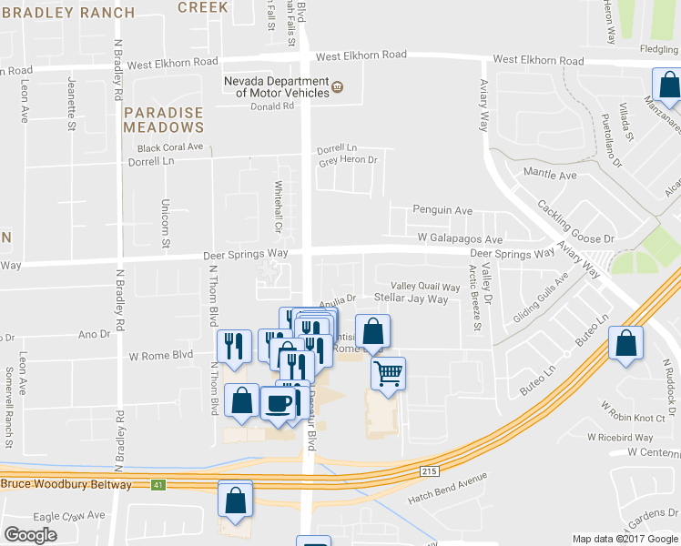 map of restaurants, bars, coffee shops, grocery stores, and more near 4630 Basilicata Lane in North Las Vegas