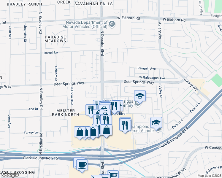 map of restaurants, bars, coffee shops, grocery stores, and more near 4725 Basilicata Lane in North Las Vegas