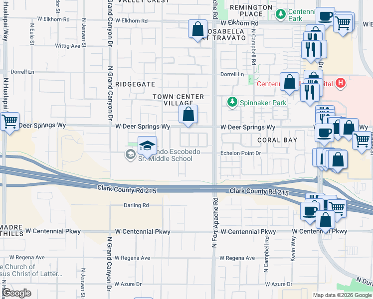 map of restaurants, bars, coffee shops, grocery stores, and more near 6726 Barrington Hills Street in Las Vegas