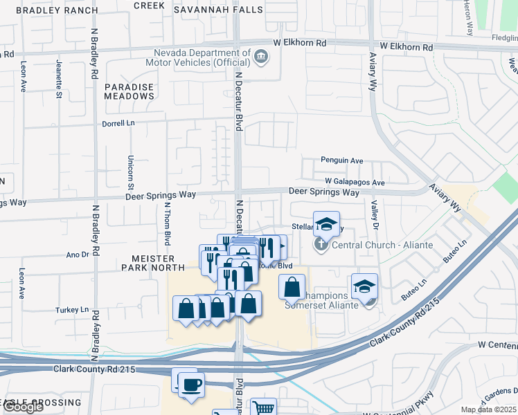 map of restaurants, bars, coffee shops, grocery stores, and more near 4725 Basilicata Lane in North Las Vegas
