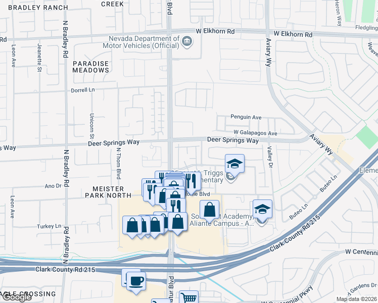 map of restaurants, bars, coffee shops, grocery stores, and more near 4675 Basilicata Lane in North Las Vegas