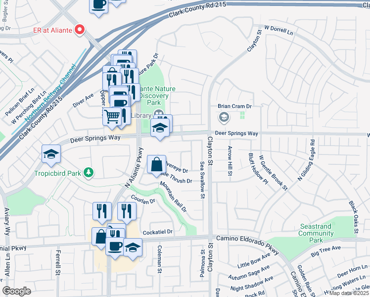 map of restaurants, bars, coffee shops, grocery stores, and more near 2204 Scissortail Court in North Las Vegas