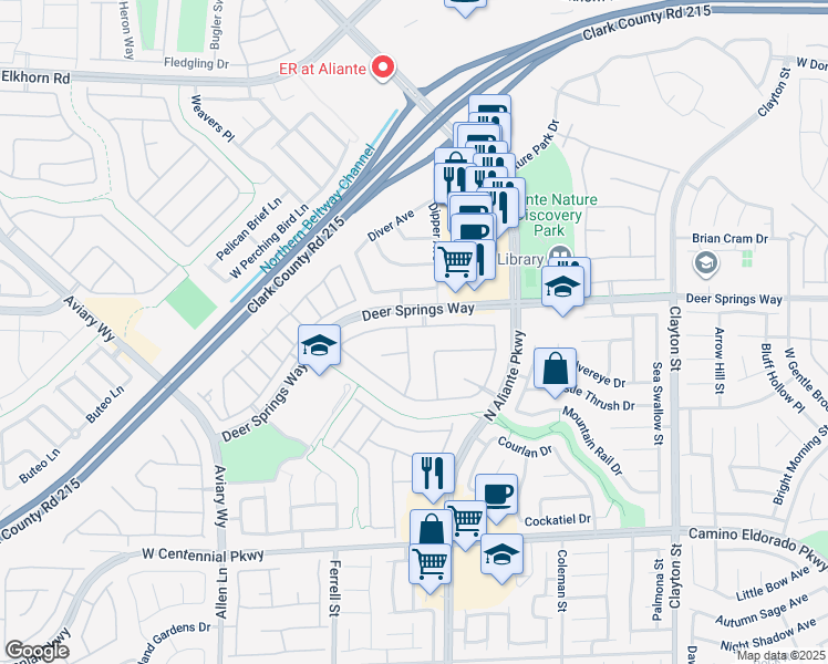 map of restaurants, bars, coffee shops, grocery stores, and more near 2816 Tanagrine Drive in North Las Vegas