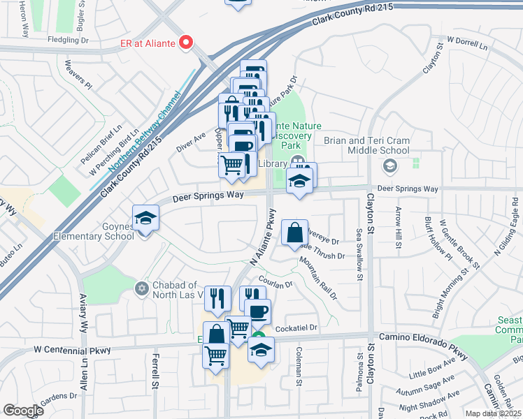map of restaurants, bars, coffee shops, grocery stores, and more near 6716 Tumbler Street in North Las Vegas