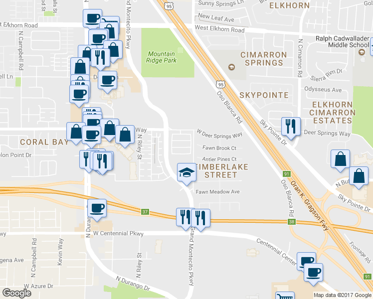 map of restaurants, bars, coffee shops, grocery stores, and more near 8415 Quarentina Avenue in Las Vegas