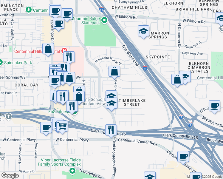 map of restaurants, bars, coffee shops, grocery stores, and more near 8415 Quarentina Avenue in Las Vegas