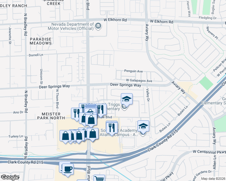 map of restaurants, bars, coffee shops, grocery stores, and more near 6736 Yellowwood Cove Street in North Las Vegas