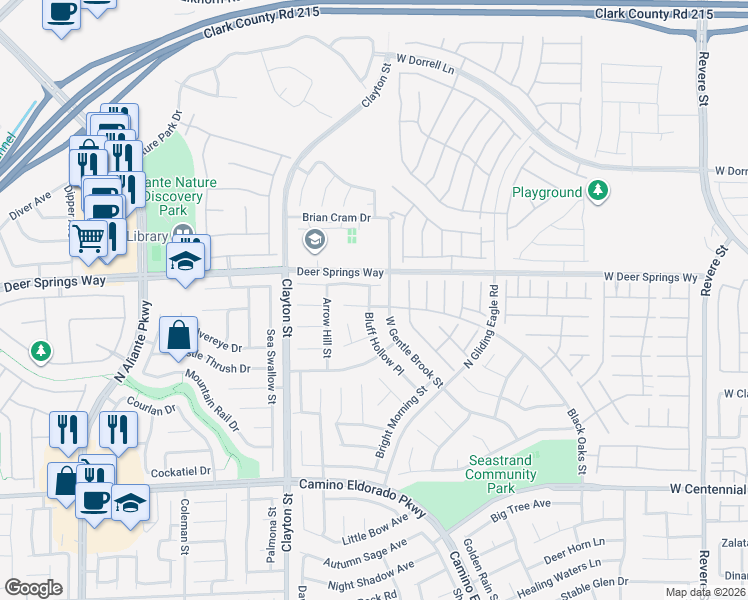 map of restaurants, bars, coffee shops, grocery stores, and more near 1812 Luna Vista Place in North Las Vegas