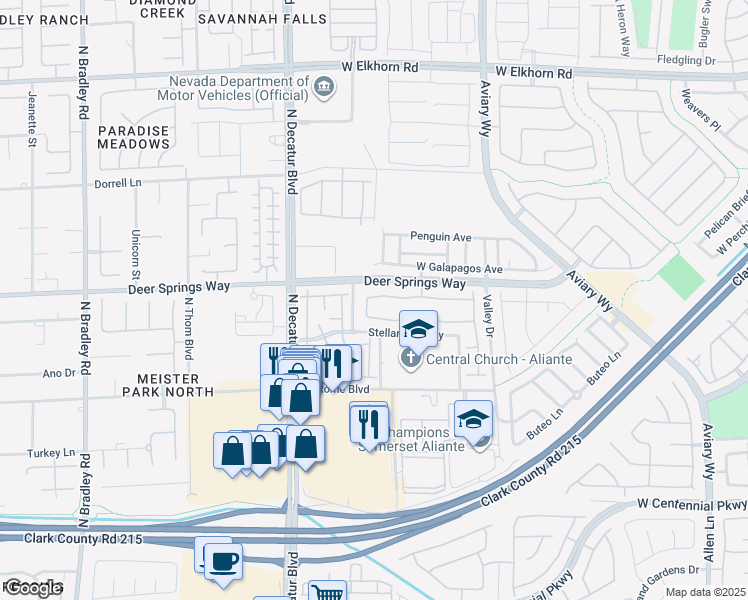 map of restaurants, bars, coffee shops, grocery stores, and more near 6736 Yellowwood Cove Street in North Las Vegas