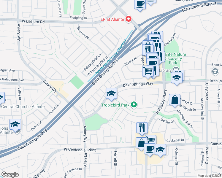 map of restaurants, bars, coffee shops, grocery stores, and more near 3305 Jamaica Princess Place in North Las Vegas