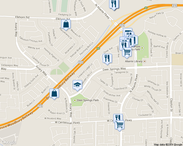map of restaurants, bars, coffee shops, grocery stores, and more near 3305 Jamaica Princess Place in North Las Vegas