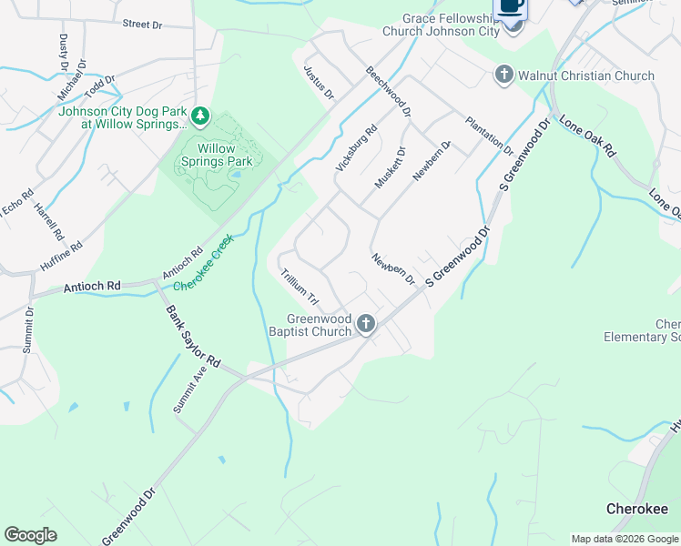 map of restaurants, bars, coffee shops, grocery stores, and more near 257 Anthurium Avenue in Johnson City